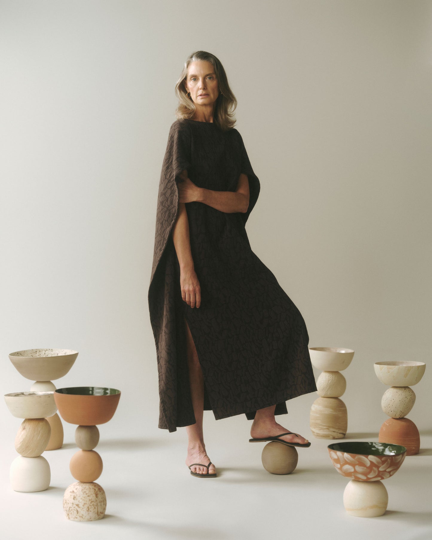 DIANA Jacquard Caftan - Iron