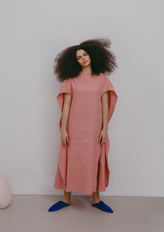 <transcy>Caftan en lin rose Diana</transcy>