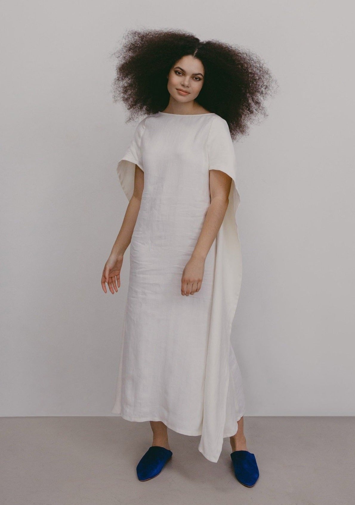 White Diana Linen Caftan
